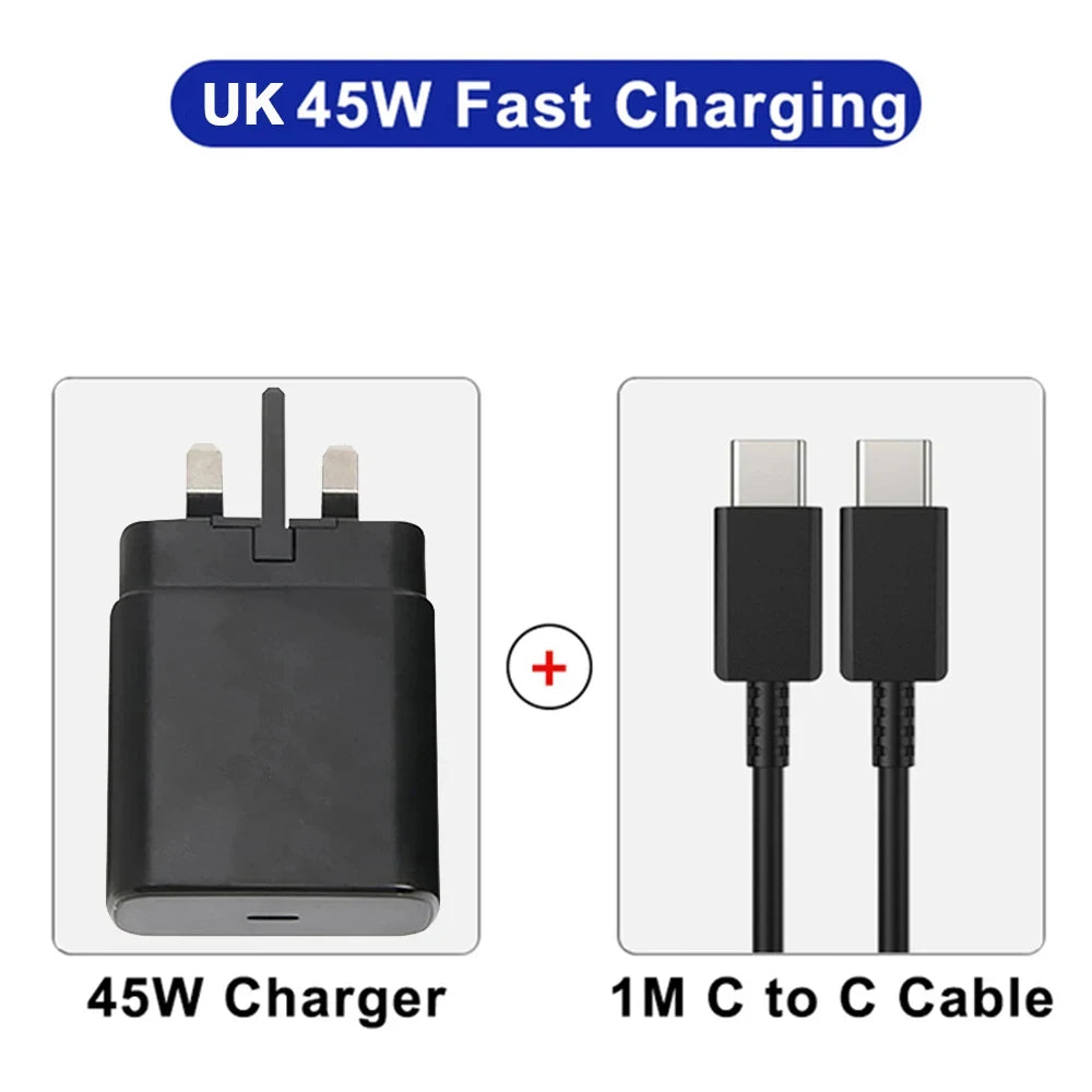 45W PD Super fast charge for  S22 S23 Ultra Note 10+ 5G USB C Mobile Phone Type C US/EU/UK  Fast Quick Charging Wall Adapter