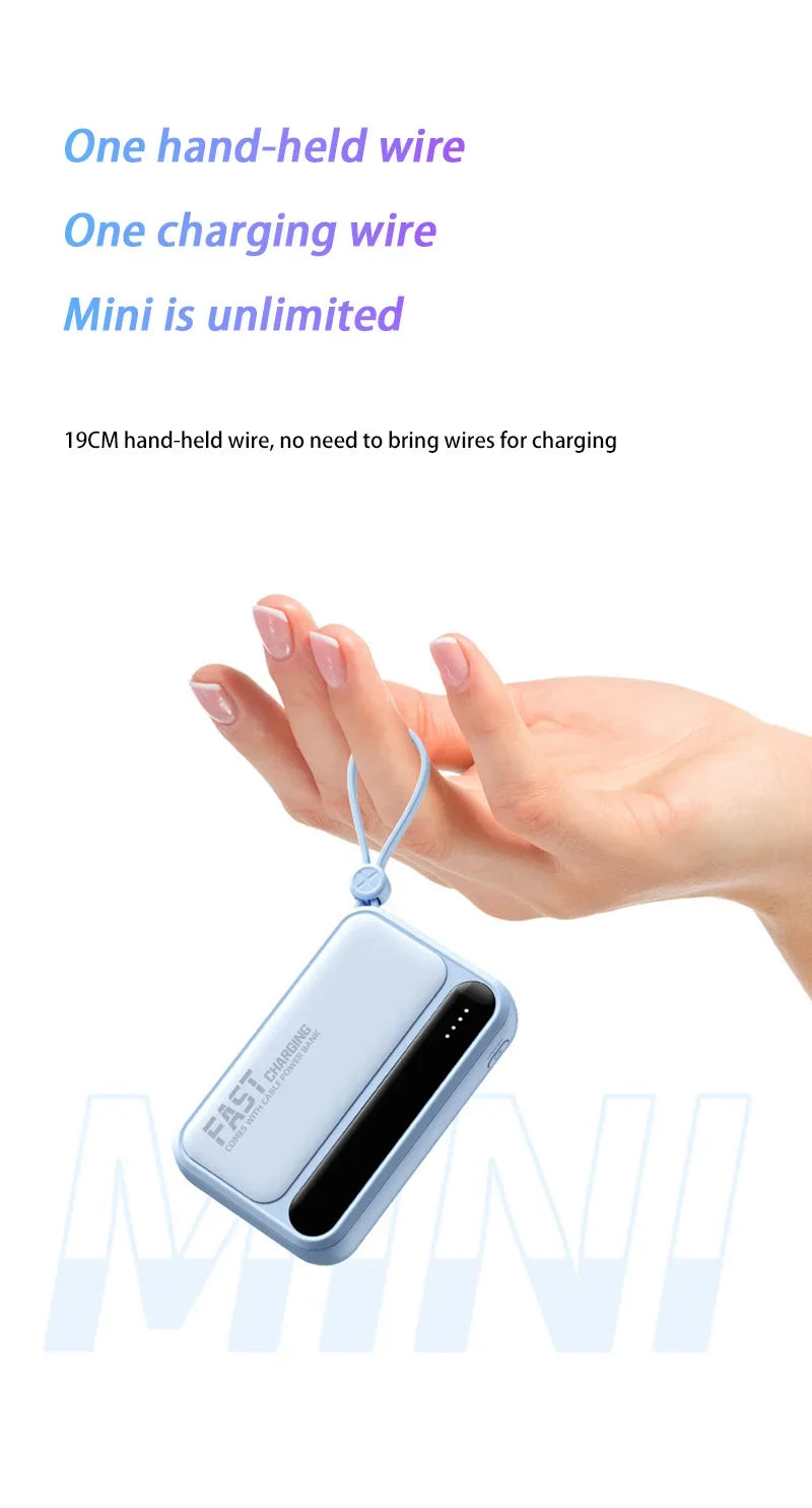 50000mAh Fast Charging Power Bank Large Capacity Built-in 4 Cables Portable Extra Battery Charger For iPhone Samsung Universal