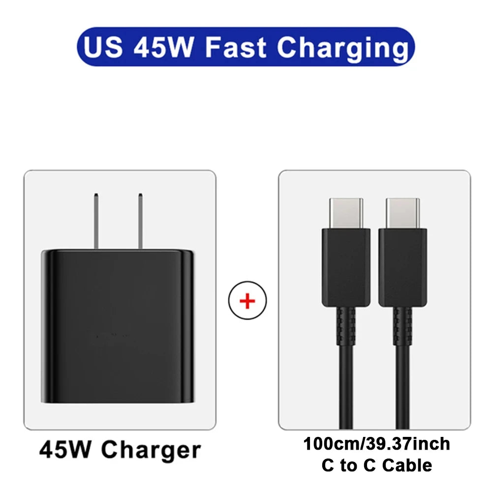 45W PD Super fast charge for  S22 S23 Ultra Note 10+ 5G USB C Mobile Phone Type C US/EU/UK  Fast Quick Charging Wall Adapter
