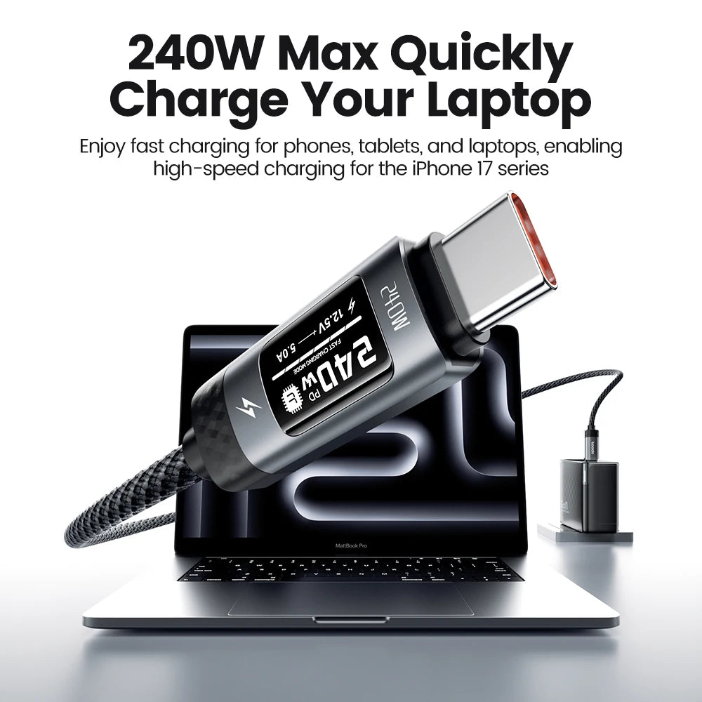 Toocki X111 240W USB C Cable Fast Charging PD3.1 OLED Digital Display Type C to Type C Cable For Macbook iPhone 17 Samsung S25