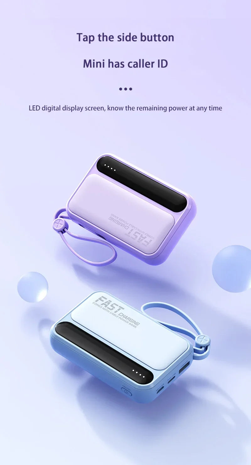 50000mAh Fast Charging Power Bank Large Capacity Built-in 4 Cables Portable Extra Battery Charger For iPhone Samsung Universal